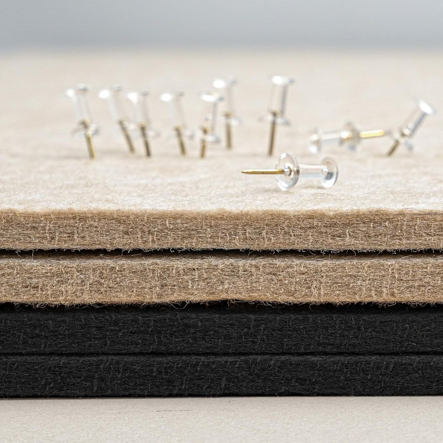 Large Bulletin Board - 48 x 36 Inches, Decorative Felt Pin Board for Wall - 4' x 3' Foldable Photo Display Board with Self-Adhesive Tape, Includes 20 Push Pins - Black