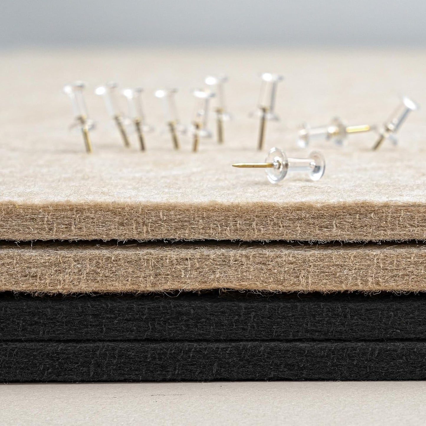 Bulletin Board, 35 x 17 1/2 inches Felt Board - Decorative Pin Board, Cork Board Alternative for Wall, Foldable Picture Board Self-Adhesive Vision Board Prayer Board with 20 Pushpins Black