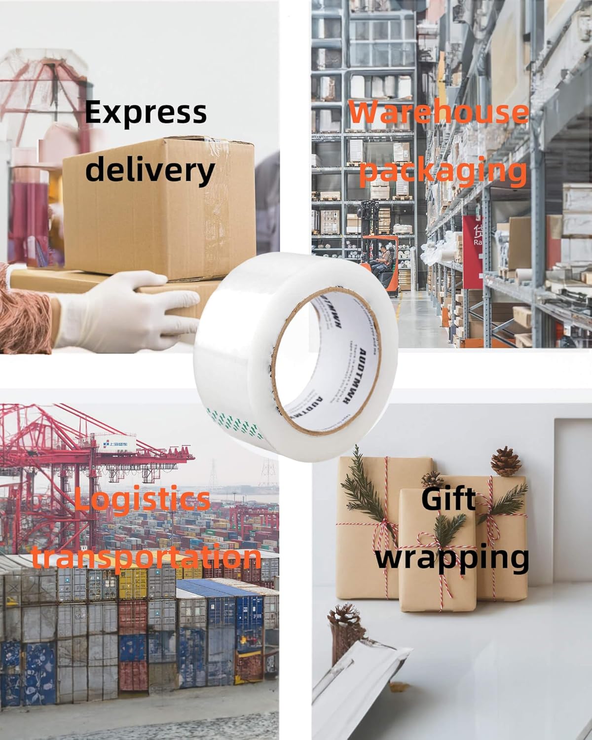 Packing Tape Refills, Clear Packaging Tape Heavy Duty Designed for Moving, Shipping and Packing, Mailing,1.88" x 60 yds, 4 Rolls