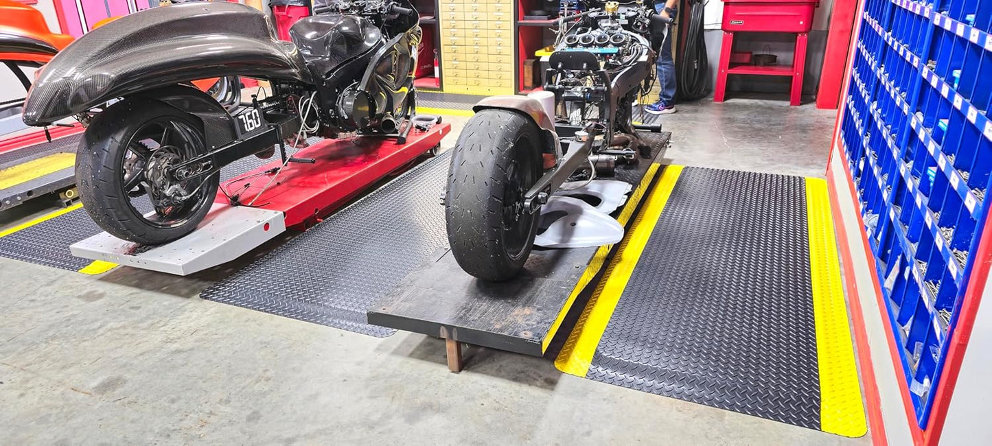 Rhino Mats, American Classic Diamond Anti-Fatigue Mats, Industrial Ergonomic Comfort Standing Mat for Work, Home, Garage, Office, Kitchen or Anywhere (Black/Yellow 1" Thick, 2 FT. x 10 FT.)