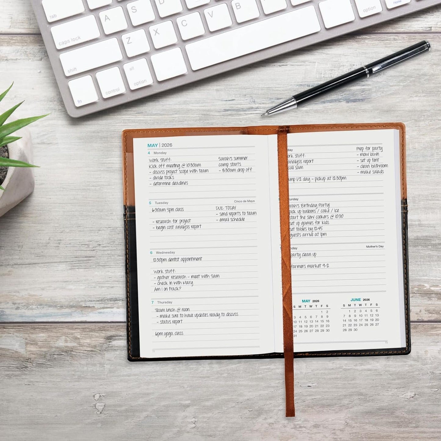 2026 Pocket Planner/Pocket Calendar and Pen, 3.5"x6": Includes 14 Months (November 2025 - December 2026) / 2026 Weekly Planner/Weekly Agenda/Monthly Calendar Organizer (Brown/Black)