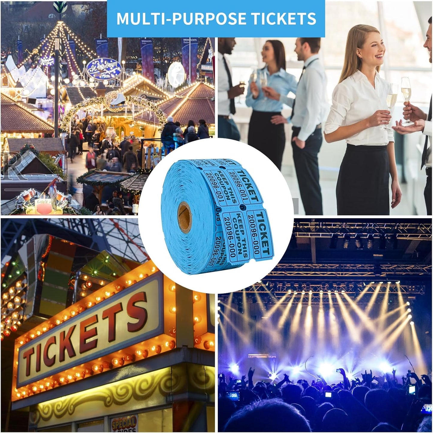 L LIKED Raffle Tickets Double Rolls 1000 Per Roll 50/50 Raffle Tickets for Events,Carnivals, Entry, Class Reward, Prizes(Blue)