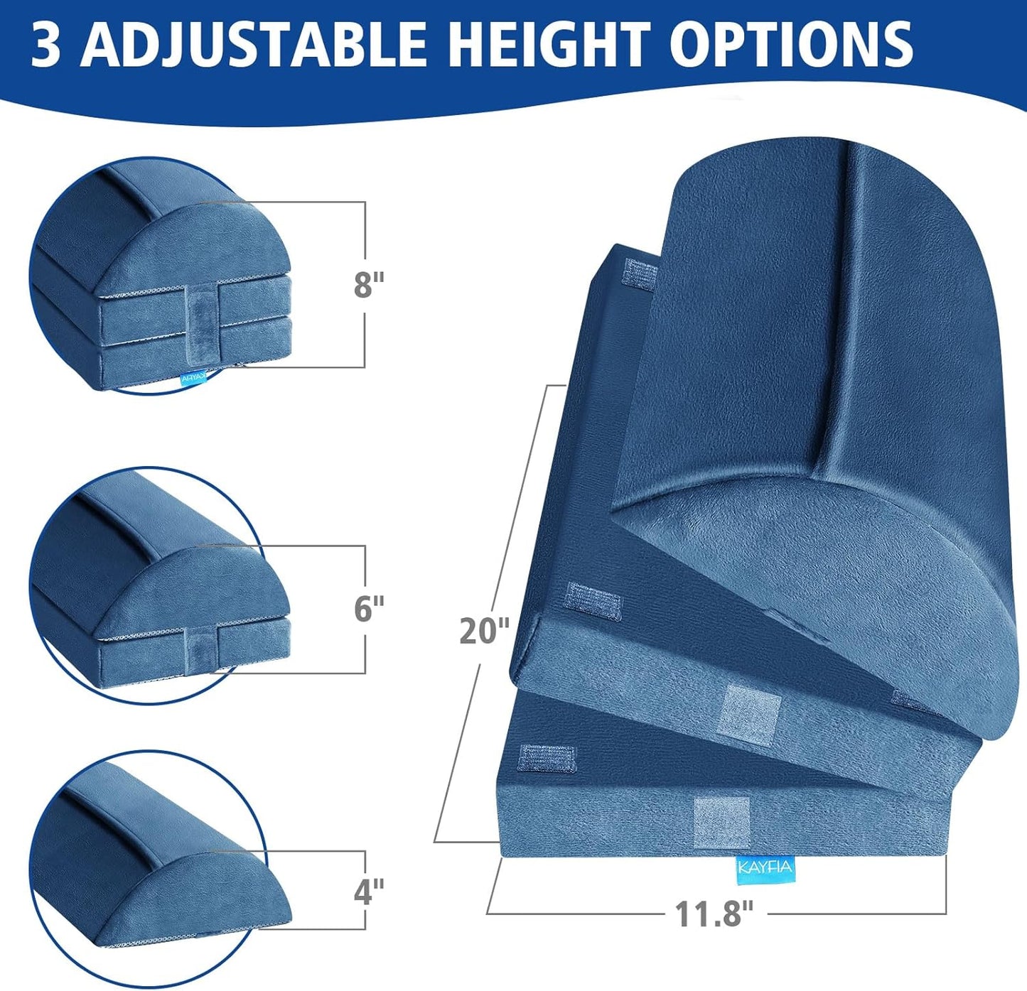 KAYFIA Foot Rest for Under Desk at Work XXL(20in) with 3 Adjustable Heights,Foot Stool with Supportive Gel Foam, Warmer Feet Pocket Footrest for Office Gaming Chair, for Leg Support -Blue