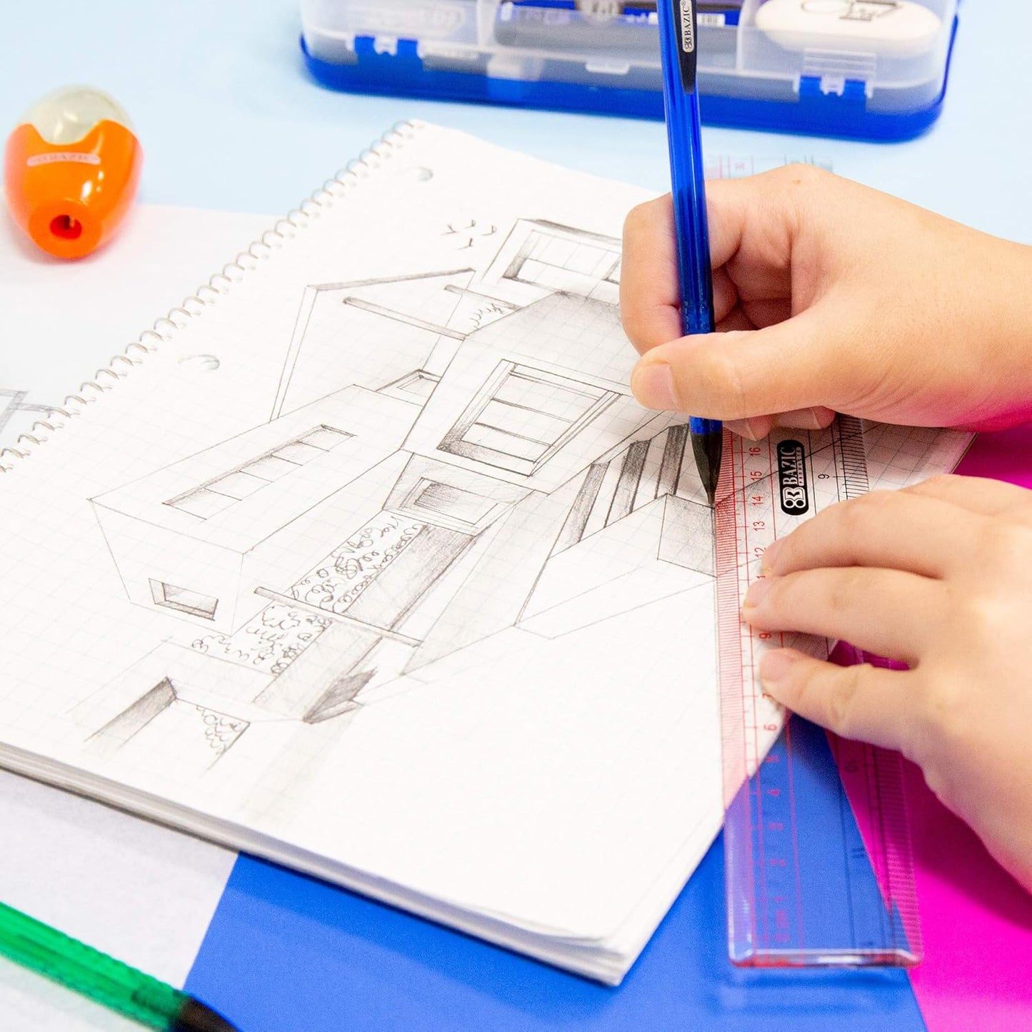 BAZIC Plastic Clear Ruler 12" (30cm), Inches Centimeter Metric Measuring Drafting Rulers, for Students School Supplies, 2-Pack