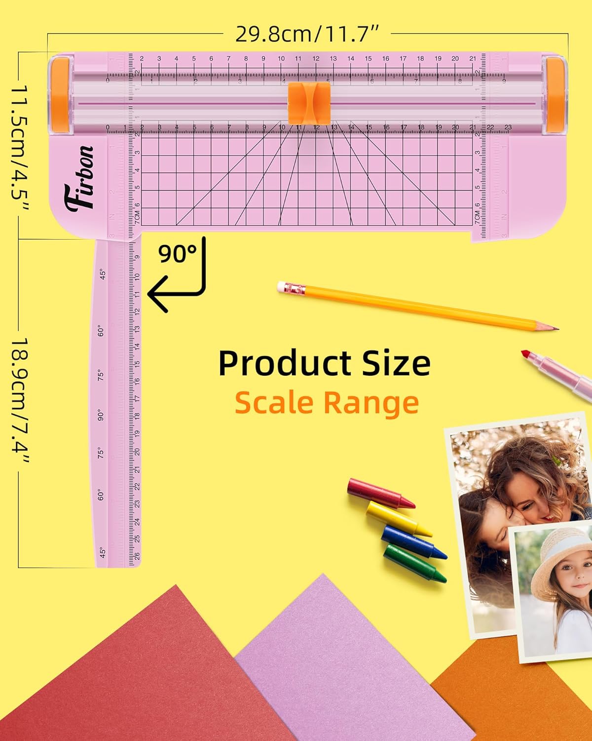 Firbon Pink A5 Paper Cutter, Straight Small Paper Trimmer with Side Ruler for Scrapbooking Craft, Paper, Coupon, Label, Cardstock