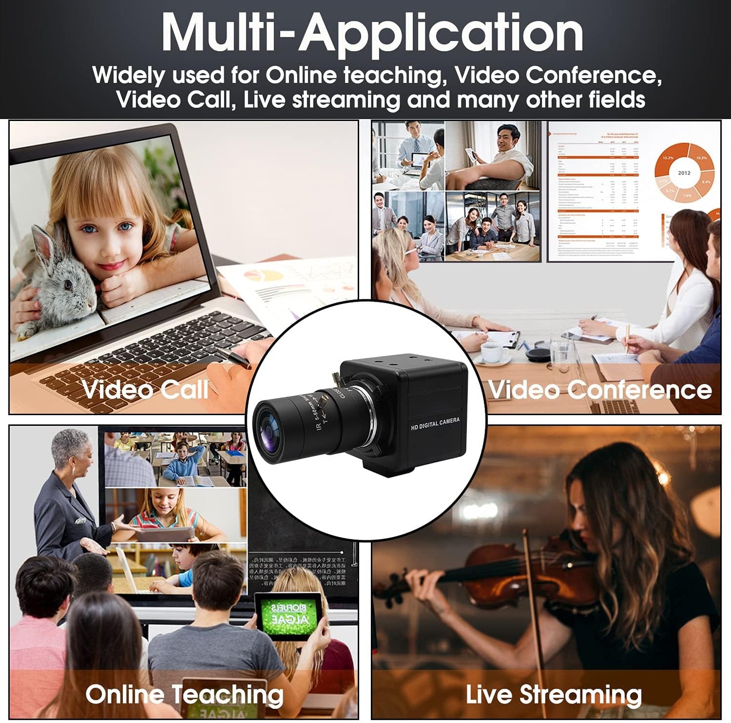 SVPRO HD USB Camera 1080P with 5-50mm Zoom Lens,10X Optical Zoom USB Web Camera Manual Focus with CMOS OV2710 Sensor,High Speed 100fps/60pfs/30fps Video Camera for PC Computer,Laptop