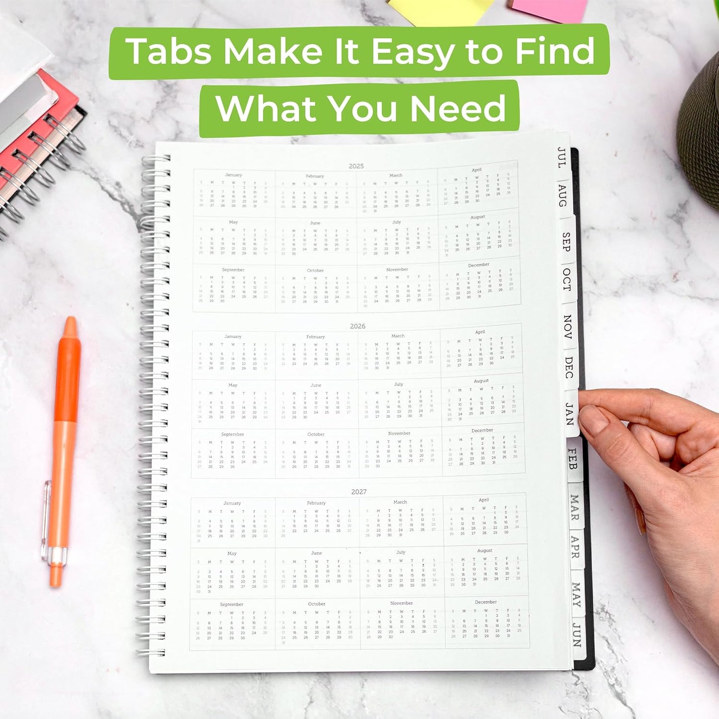 WallDeca Academic Planner 2025-2026, Daily, Weekly & Monthly Planner, July 2025 - June 2026, Student Notes Pages, Twin-Wire Binding Day and Weekly Agenda for School & Work (8.5 x 11-Inches, Black)