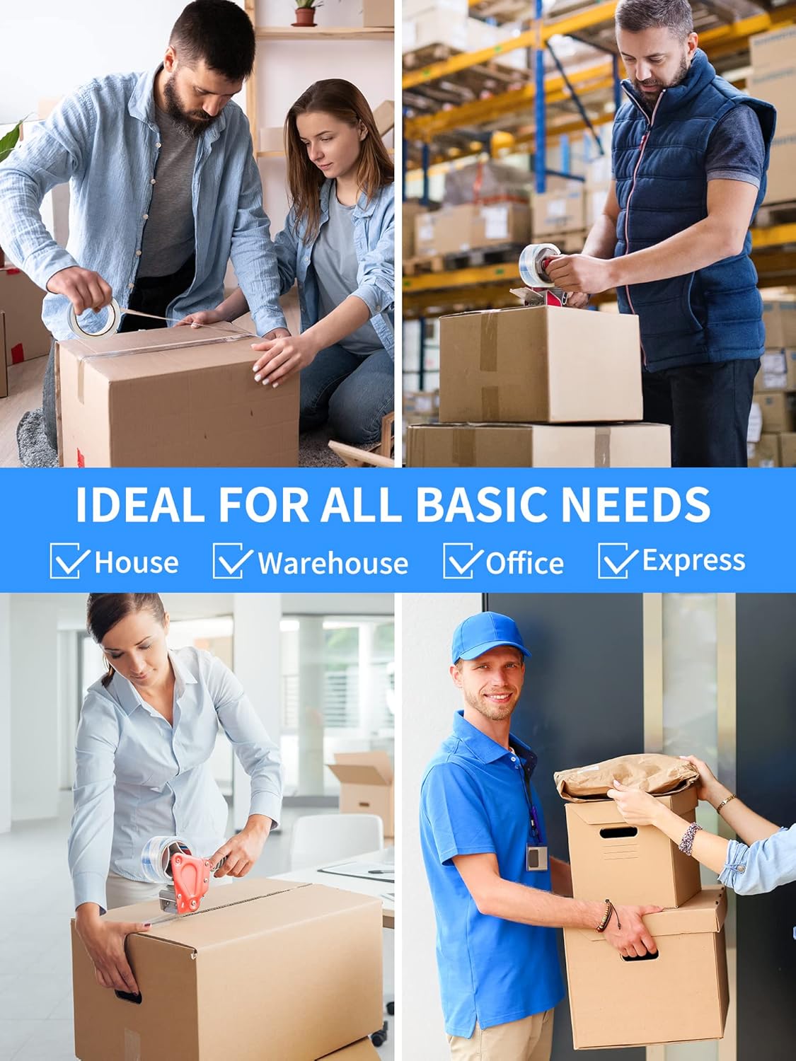 JARLINK Clearer Packing Tape 18 Rolls, Heavy Duty Packaging Tape for Shipping Packaging Moving Sealing, 2.7mil Thick, 1.88 inches Wide, 60 Yards Per Roll, 1080 Total Yards