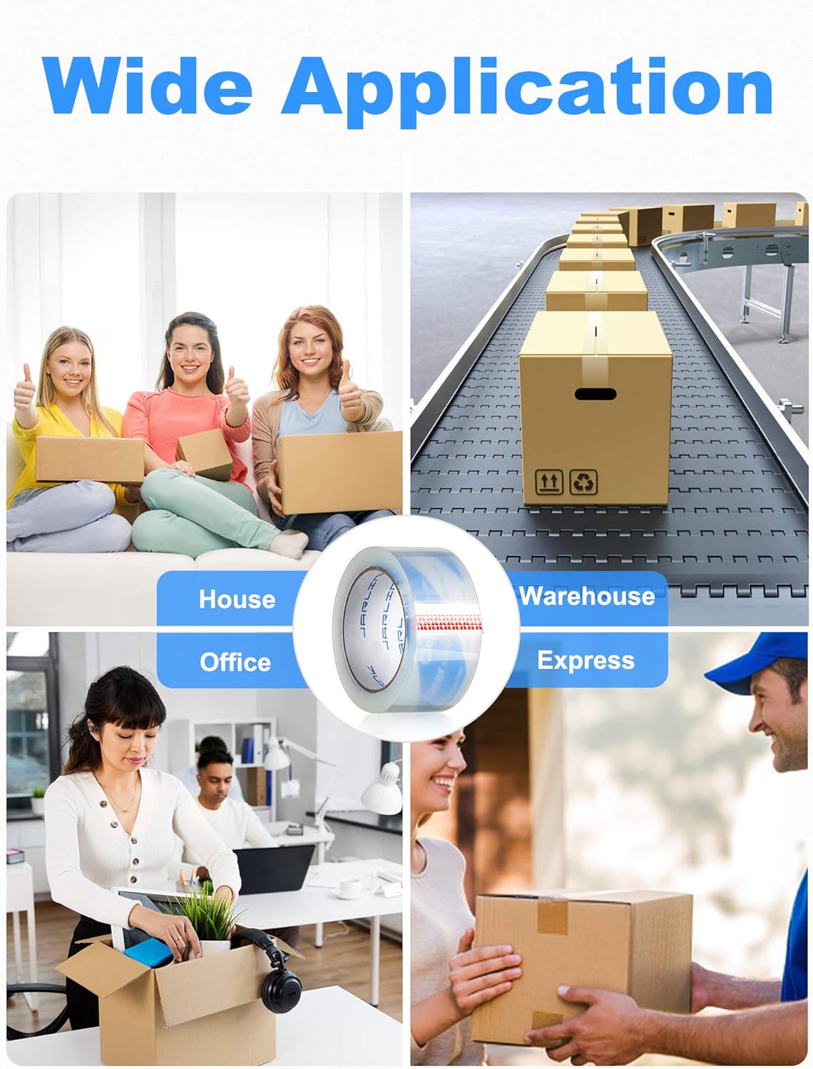 JARLINK Clearer Packing Tape 12 Rolls, Heavy Duty Packaging Tape for Shipping Packaging Moving Sealing, 2.8mil Thicker, 1.88 inches Wide, 60 Yards Per Roll, 720 Total Yards