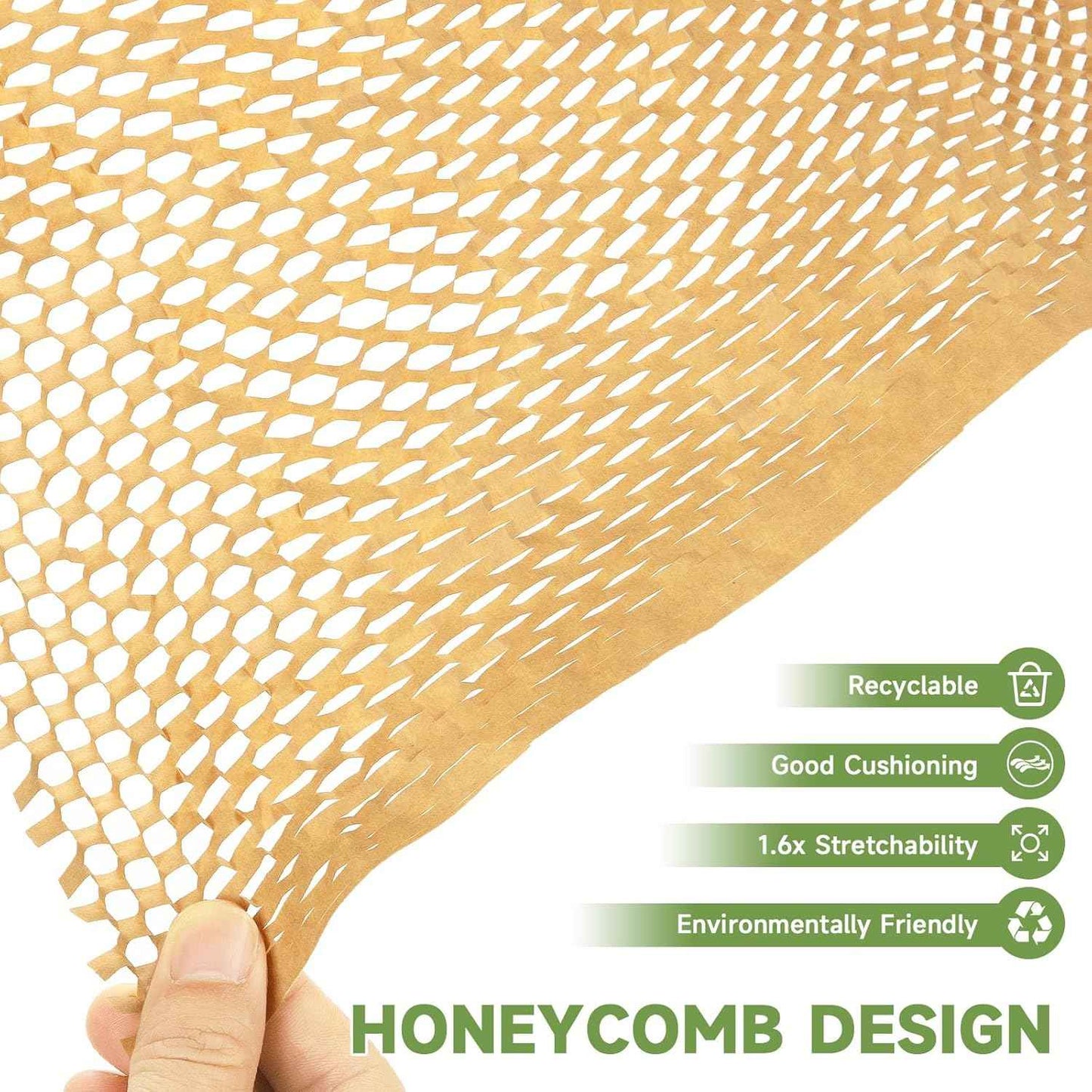 Honeycomb Packing Paper Wrap 15''x12000" (1000 ft), Substitute Alternative for Bubble Cushioning Wrap for Moving Shipping Packaging, Recyclable Moving Supplies with 48 Fragile Sticker Labels