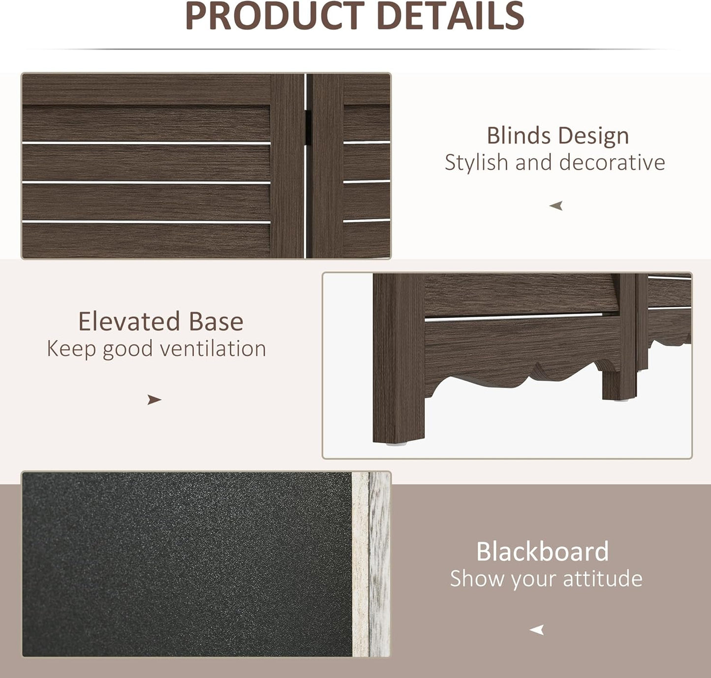 NicBex Room Divider 4 Panel Room Dividers with Black Boards Partition Room Dividers and Folding Privacy Screens 5.5 FT Wall Divider for Home, Office, Room Separation,63.75"W x 0.75"D x 67.75"H,Brown - Lumora Desk