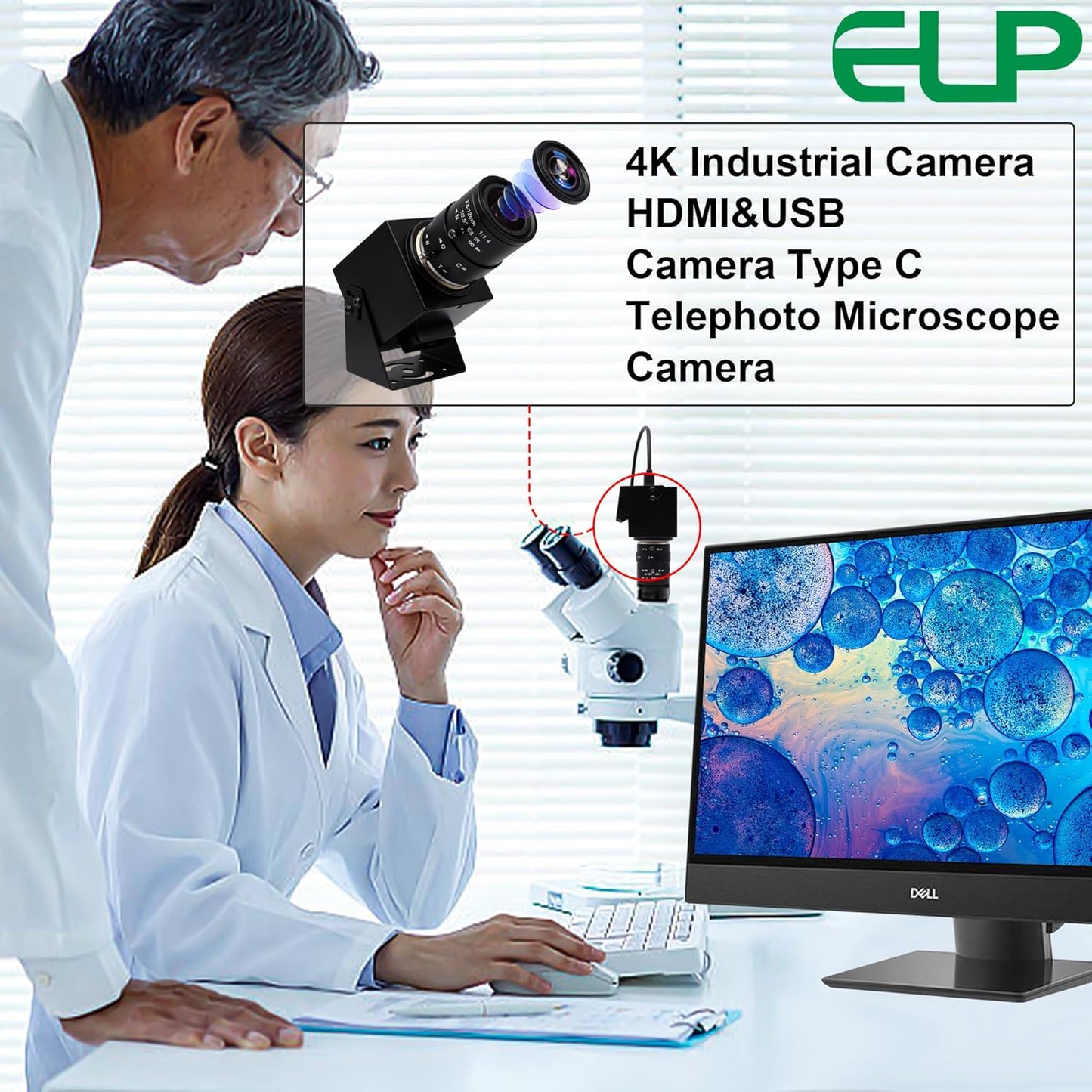 ELP 4K HDMI USB Camera - 2.8-12mm 4X Zoom Webcam With Manual Adjustment for Computer, TV, Projector, Monitor