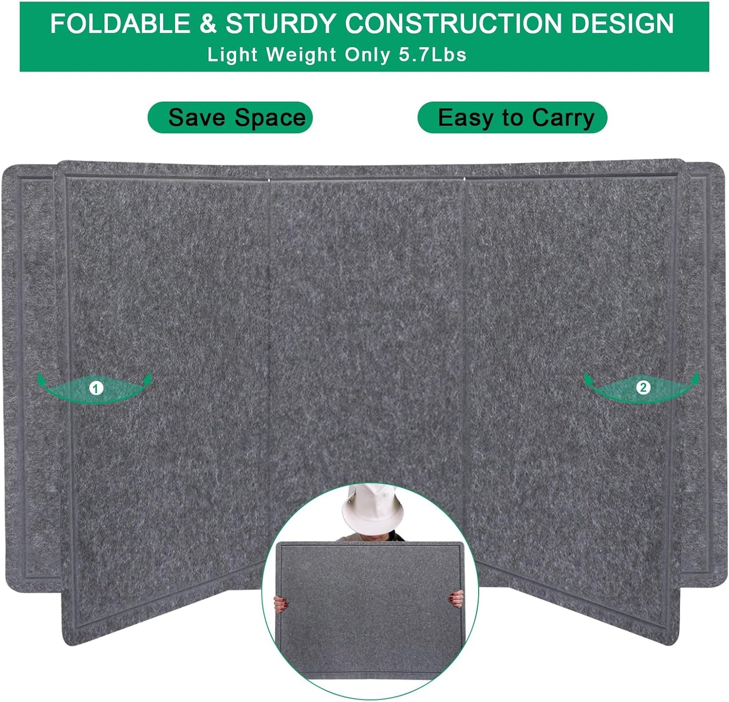 Large Bulletin Board - 72 X 48 inches Decorative Felt Pin Board - 6' x 4' Cork Board Alternative for Wall - Foldable Picture Board Self-Adhesive Vision Board Prayer Board with 30 Pushpins - Dark Gray