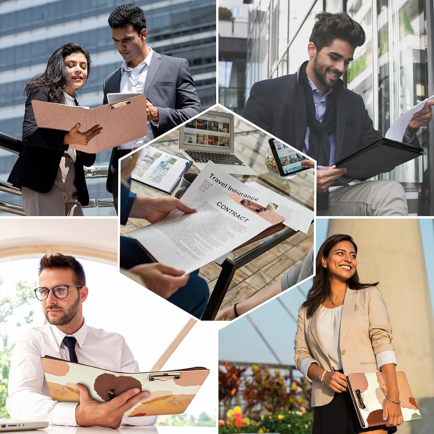 Leather Clipboard with Storage, Zippered Padfolio Portfolio Organizer, 3 Ring Binder 1 Inch, Notepad, Tablet Sleeve, 5 Dividers with Pocket, Stickets for Office, Nurses, Students, Teachers Black