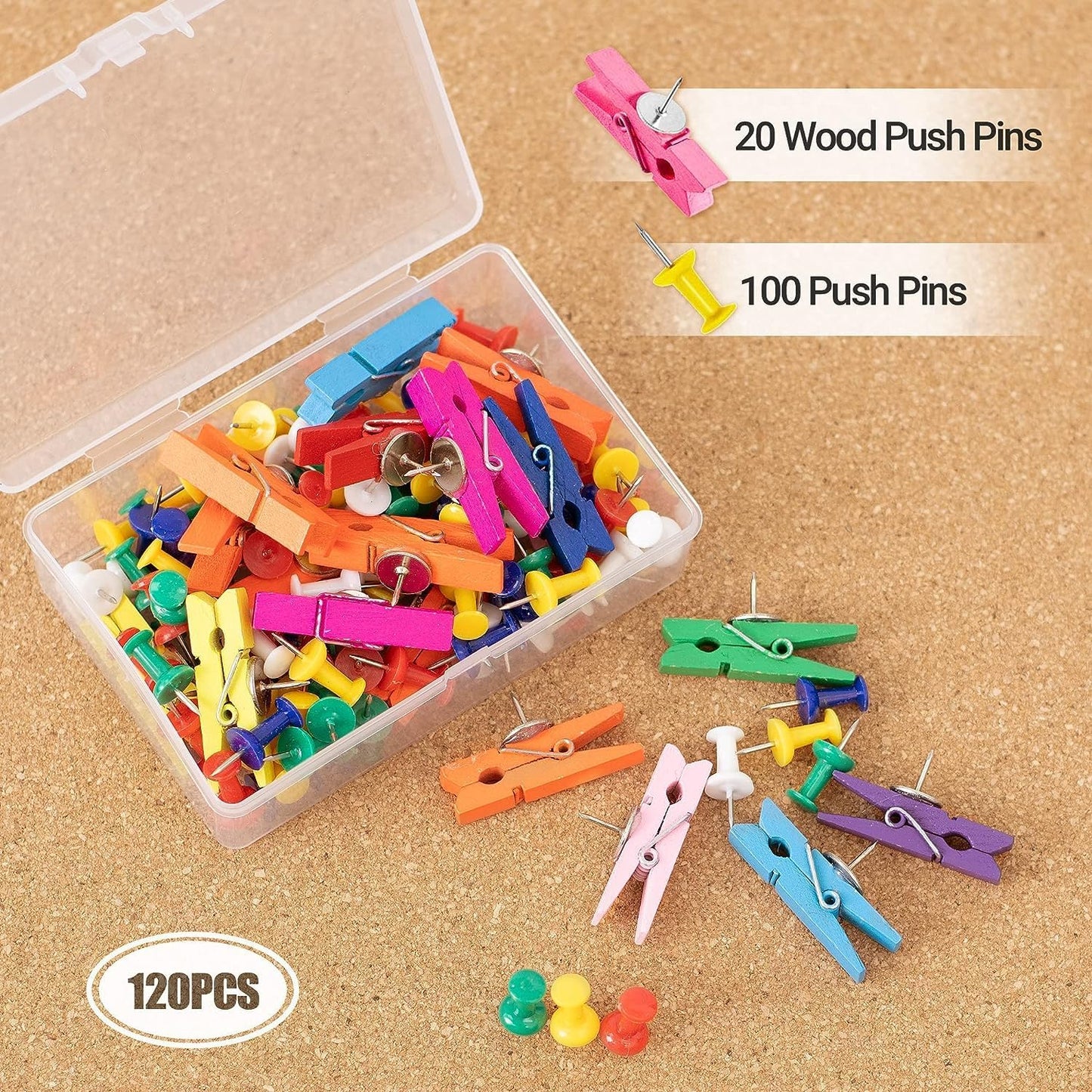 AKTOP Cork Board Bulletin Board 12x12, 1/2" Thick Cork Board Tiles 9 Pack, Small Square Pin Board for Wall, Self Adhesive Corkboards with 120 Push Pin Wood Clips for School, Home & Office - Lumora Desk