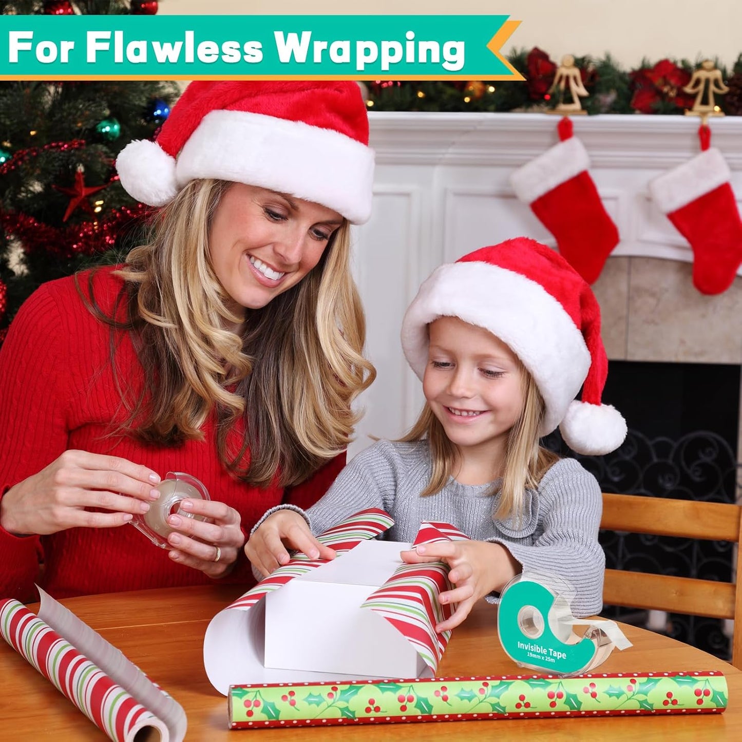 12 Invisible Clear Tape, Transparent Tapes with Refillable Dispenser, 3/4 X 1000 Inches Frosted Writable, Clear Tape Refill Rolls for Gift Wrapping, Home, School Office Supplies