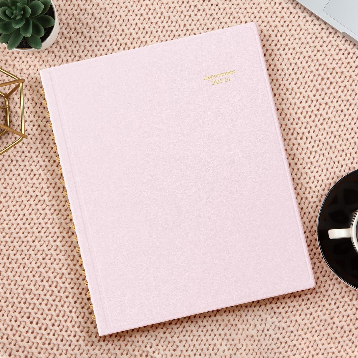 Appointment Book 2025-2026 – July 2025 to June 2026, 8.5"x11" Academic Planner, Half-Hourly Scheduling, Weekly & Monthly Layout, Flexible Cover, Notes Pages, Bookmark, Spiral Binding, Pink