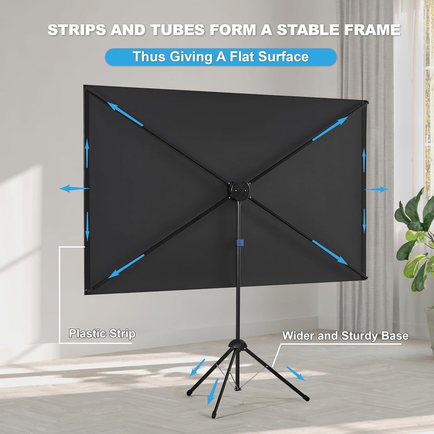 Projector Screen and Stand, Portable Projector Screen, 120 Inch 16:9, Outdoor Projection Screen, 1.2 Gain, 160 Degree View Angle, 2 Mounting Modes, Fast Setup, Idea for Home Cinema, Backyard Party.