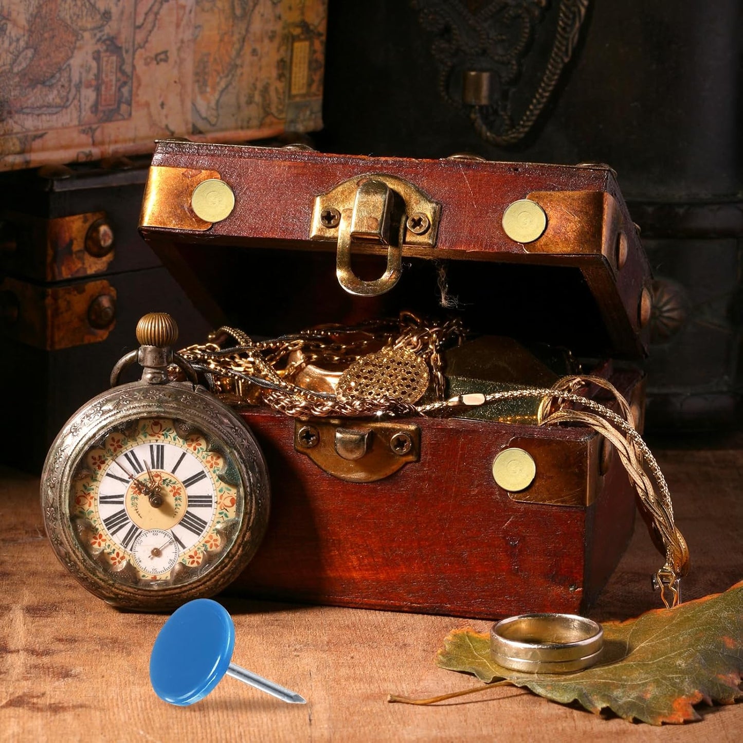 uxcell 120Pcs Push Pins, 11mmx17mm Round Flat Head Decorative Thumb Tacks Upholstery Tacks for Cork Board Office Wall Hangings, Blue