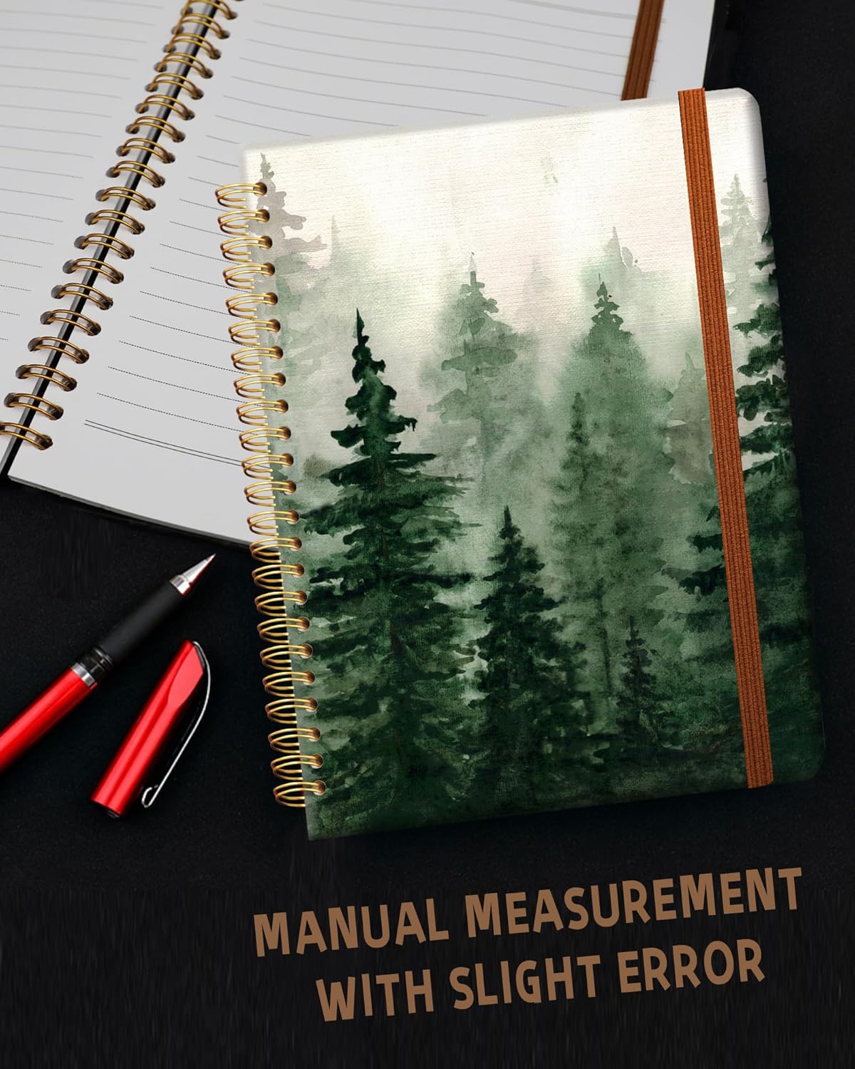 Ruled Spiral Writing Notebook,A5 Hardcover Lined College Journal for Women Lady,Fashion Puppy Watercolor Strong Twin-Wire Binding with Premium Paper,8.4" X 6",Perfect for School,Office,Home Gifts(Spruce Green Forest)