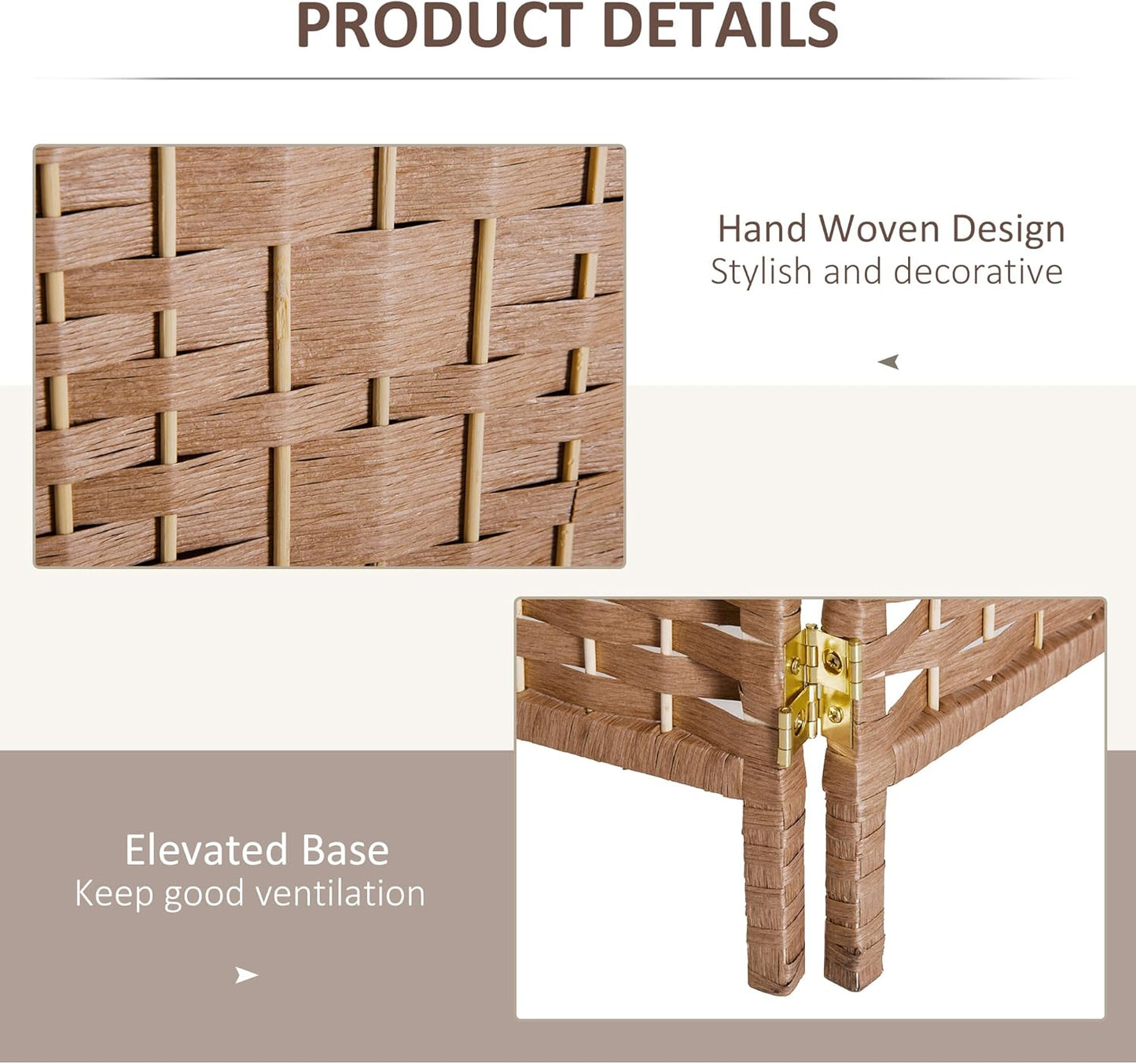 NicBex Room Divider 6 Panel Room Dividers with Woven Rattan Design Partition Room Dividers and Folding Privacy Screens 6 FT Wall Divider for Office,Room Separation,106.25"W x 0.75"D x 70.75"H, Natural - Lumora Desk