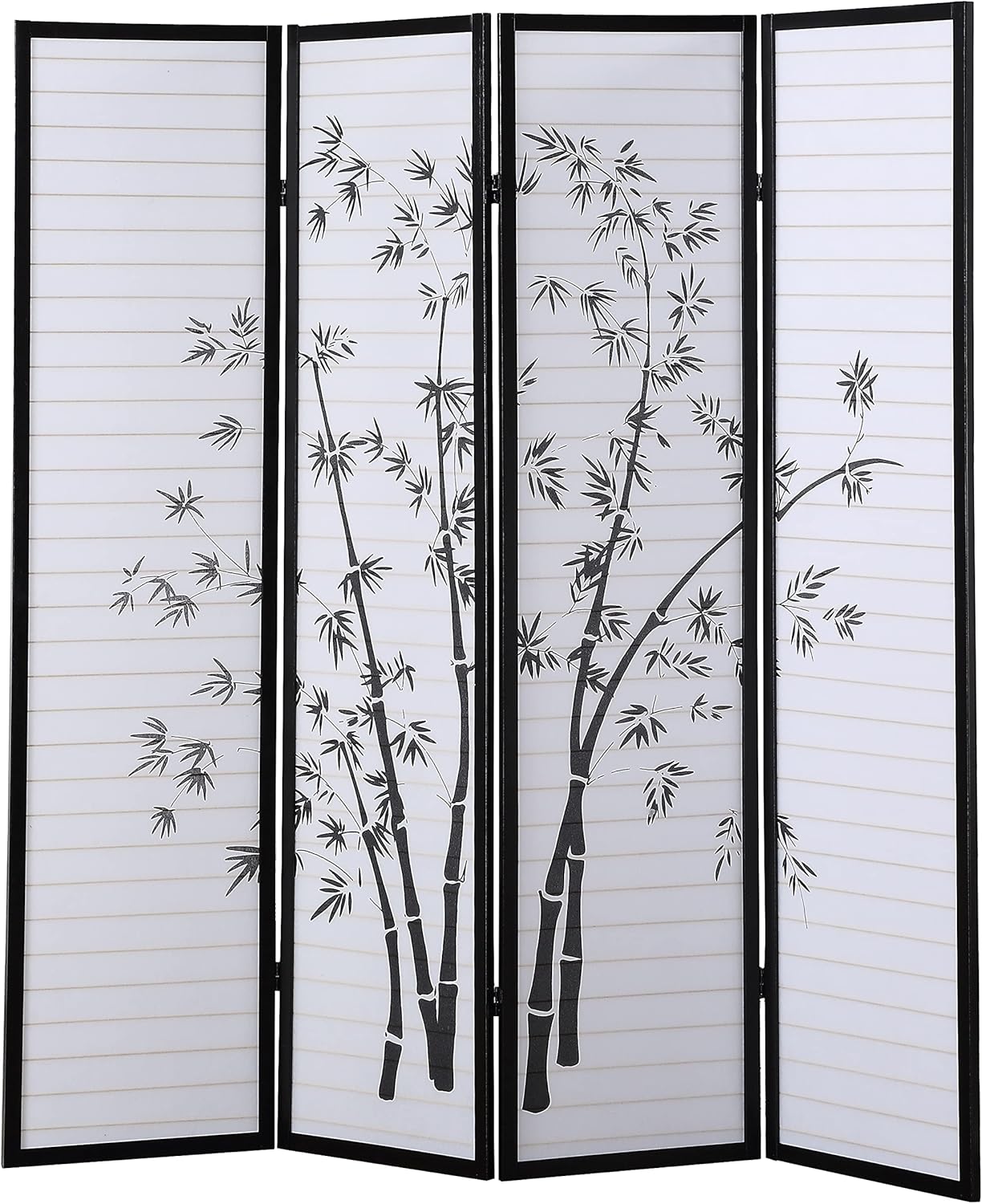 NicBex Room Divider 4 Panel Room Dividers with Oriental Style Partition Room Dividers and Folding Privacy Screens Wall Divider for Home, Office, Room Separation,72" W x 1" D x 71" H, Black - Lumora Desk