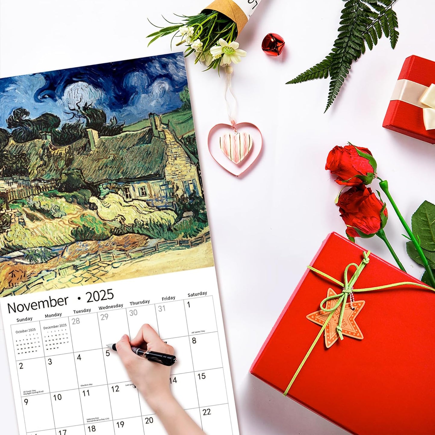 2025 Wall Calendar,Calendar 2025, January 2025 - December 2025, Wall Calendar van Gogh, 12" x 24" Opened,Full Page Months Thick & Sturdy Paper for Calendar Organizing & Planning
