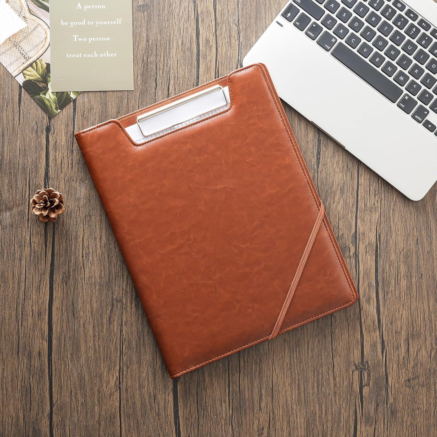 ProCase Clipboard Folder Portfolio, Leather Business Padfolio Organizer Letter Size Professional Folder Binder for Interview Meeting Resume Office Conference School -Brown