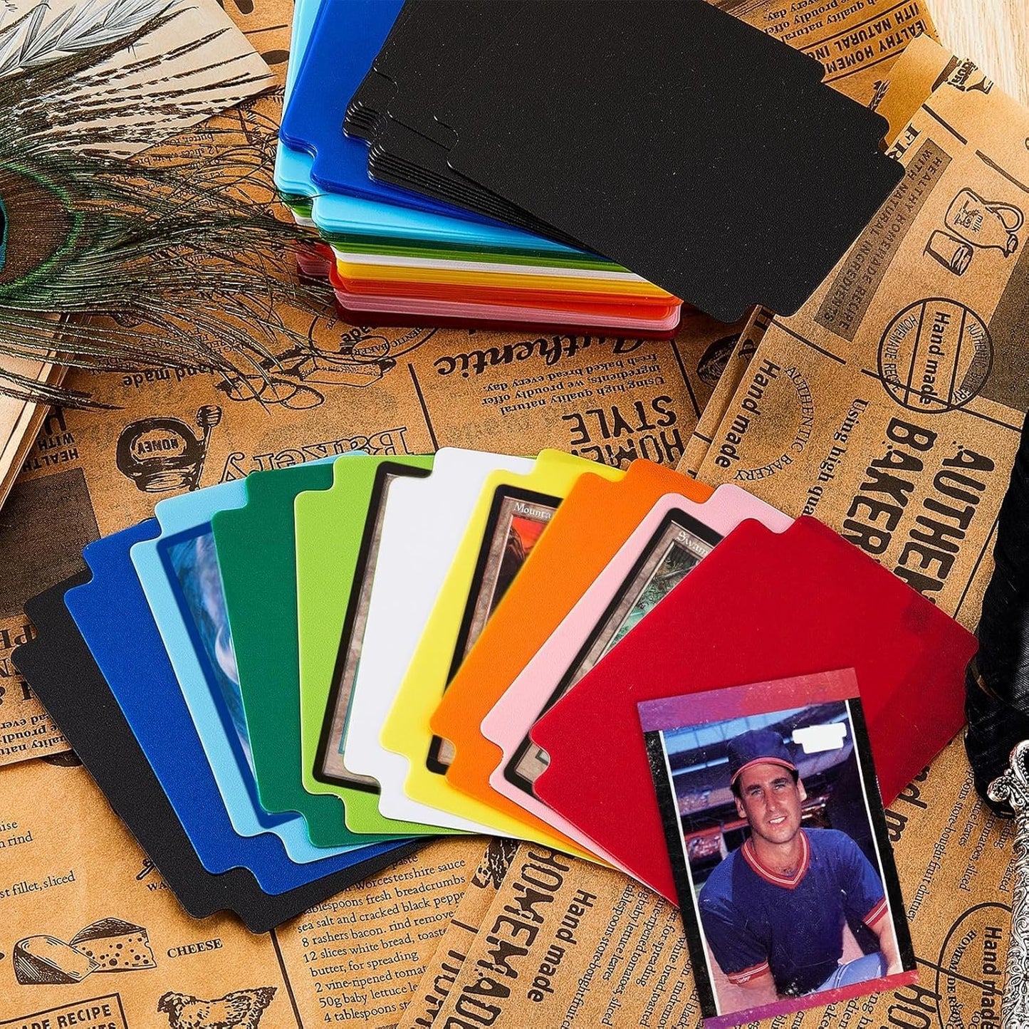 Trading Card Dividers Multicolor Card Page Dividers Frosted Plastic Separator with Tabs for Games Sports, 2.7 x 3.8 Inches(250 Pieces)