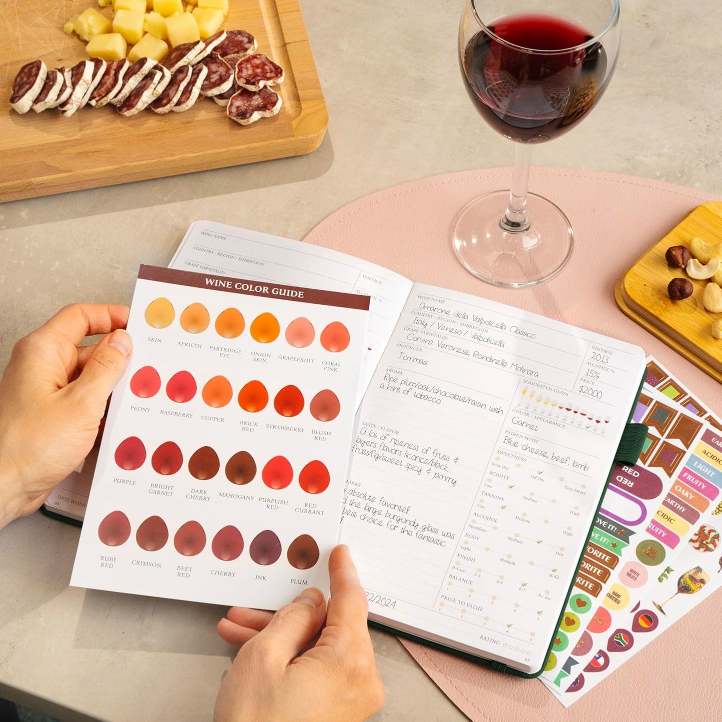 Legend Wine Tasting Journal – Wine Guide & Diary – Unique Accessories & Gifts for Wine Lovers, Women & Men, Eco Leather Notebook (Forest Green)