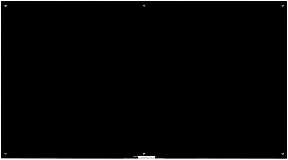 Black Glass Board Frameless Tempered Glass Dry Erase Board with Marker Tray for Interactive Office, Wall Mounted Frosted Glass Board, 60" x 40", Black - Lumora Desk