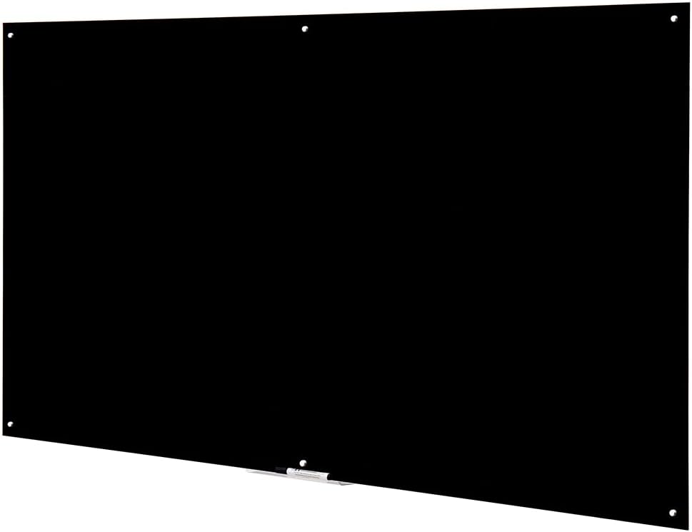 Black Glass Board Frameless Tempered Glass Dry Erase Board with Marker Tray for Interactive Office, Wall Mounted Frosted Glass Board, 60" x 40", Black - Lumora Desk