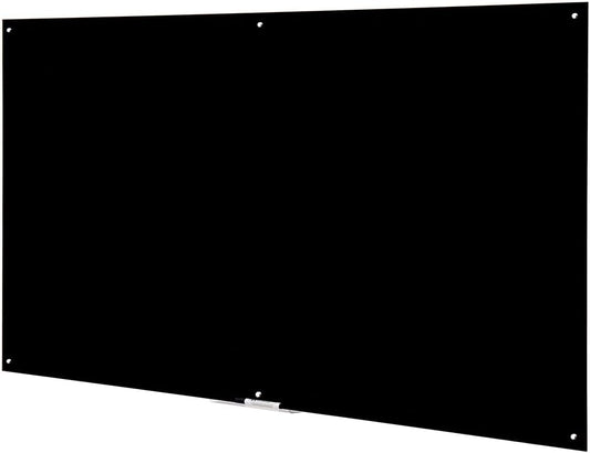 Black Glass Board Frameless Tempered Glass Dry Erase Board with Marker Tray for Interactive Office, Wall Mounted Frosted Glass Board, 60" x 40", Black - Lumora Desk