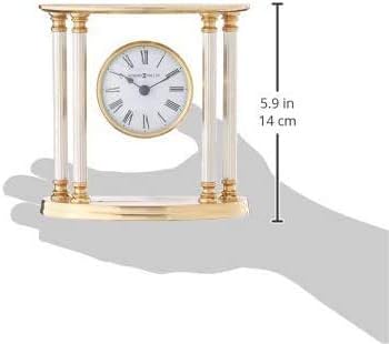 Howard Miller New Orleans Tabletop Clock – Elegant Brass Accent Clock with Palladium Plated Fluted Columns Quartz Movement Traditional Design for Office Mantel & Home Decor