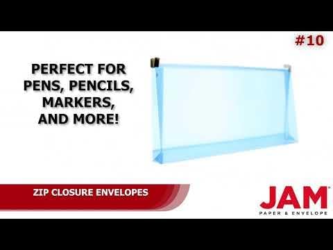 JAM PAPER Plastic Envelopes with Zip Closure - #10 Booklet Wallet - 5 x 10 - Blue - 3/pack