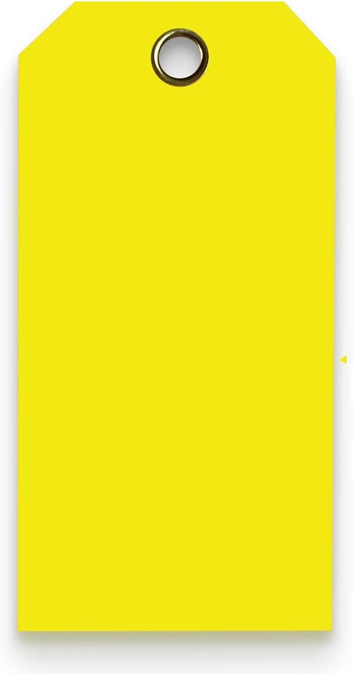 Tags 4 Less 15 Mil Waterproof Plastic Tags, Pack of 100 – 3” x 6” Heavy Duty Plastic Tags for Labeling, Outdoor Tagging, Equipment Labeling, Luggage, Valves & More (Yellow)