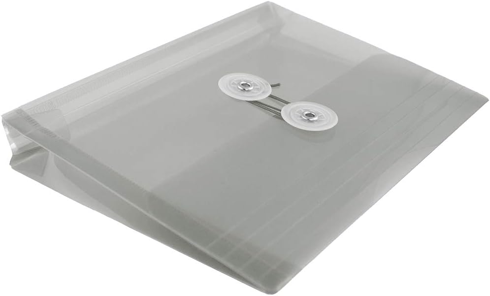 JAM PAPER Plastic Envelopes with Button & String Tie Closure - Index Size - 5 1/2 x 7 1/2 - Smoke Gray - 12/Pack