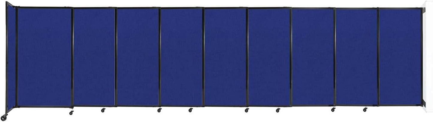 Wall-Mounted Sliding StraightWall Room Divider | Adjustable Widths | Locking Wheels | Room Separator | Up to 19'9" Wide x 5' Tall Royal Blue Fabric Panels - Lumora Desk