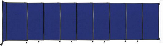 Wall-Mounted Sliding StraightWall Room Divider | Adjustable Widths | Locking Wheels | Room Separator | Up to 19'9" Wide x 5' Tall Royal Blue Fabric Panels - Lumora Desk