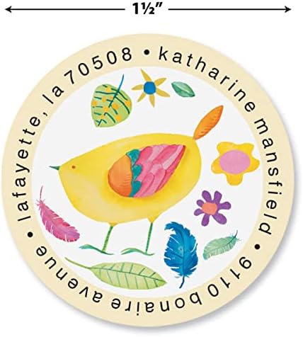 Colorful Images Cheerful Chirping Return Address Mailing Labels, Personalize with Name & Addresses, Set of 144 Self Adhesive, Easy Peel Flat Label Sheets, 1-½" Across, 4 Designs - Lumora Desk