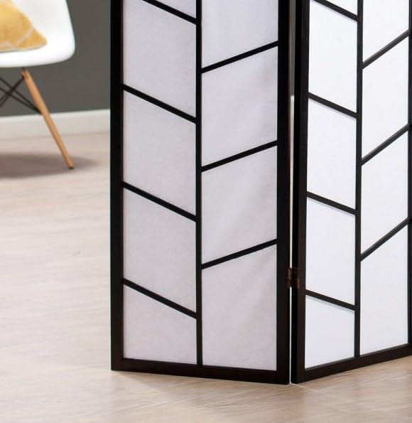 NicBex Room Divider 3 Panel Room Dividers with Heavy-Duty Rice Paper Partition Room Dividers and Folding Privacy Screens Wall Divider for Home, Office, Room Separation,51" W x 2" D x 71" H, Black - Lumora Desk