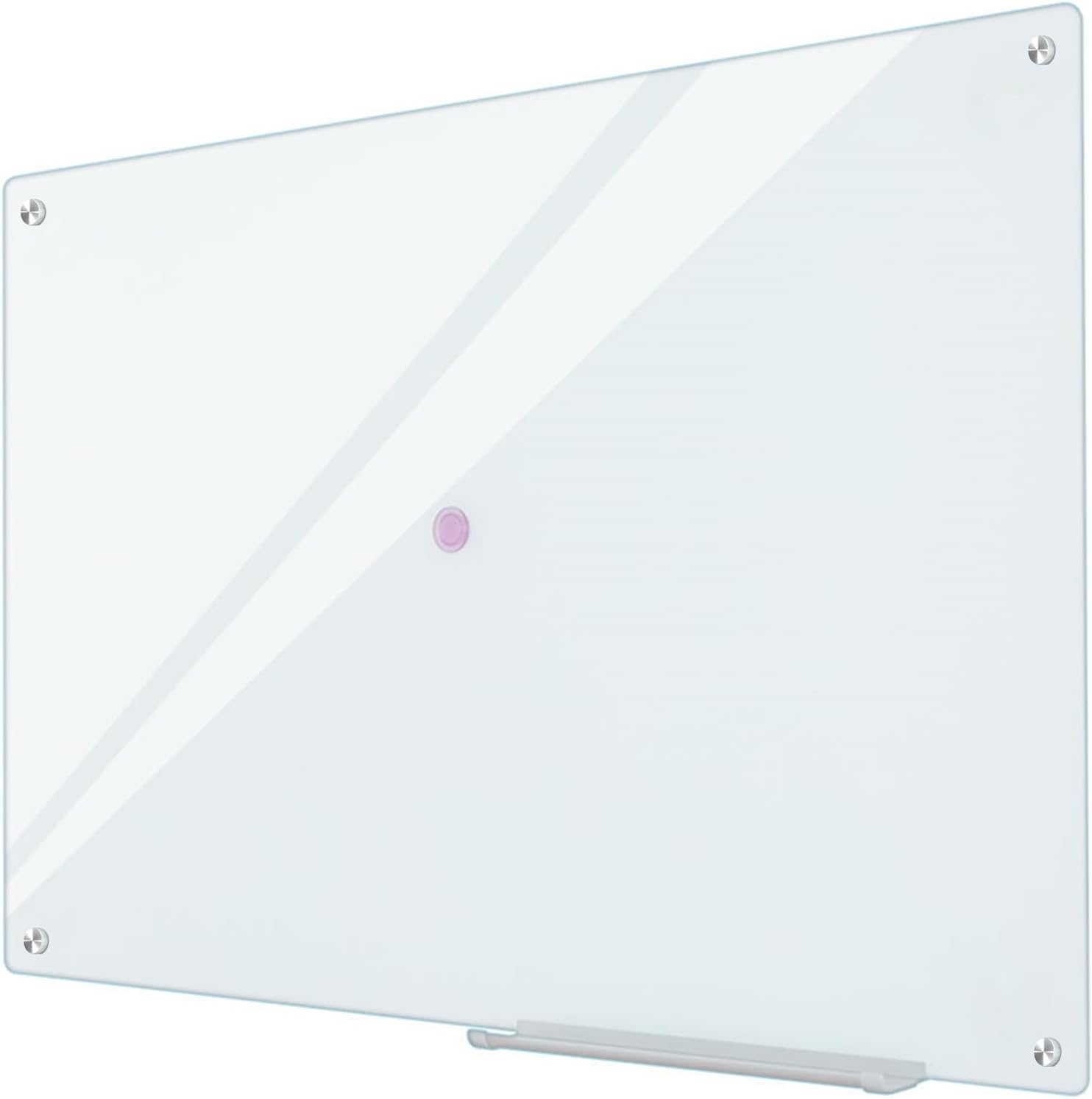 Glass Whiteboard Magnetic Dry Erase White Board 4'x 3' Framless White Surface - Lumora Desk