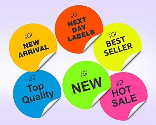 8-1/2 x 11" Neon Color High Light Fluorescent Labels for Laser & Inkjet Printer (Yellow Fluorescent, 1.66" Round - 24 Per Page | 2400 Labels)