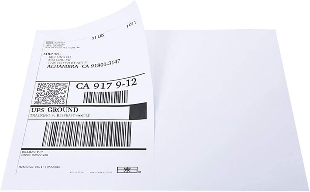 BESTEASY Round Corner Half Sheet Self Adhesive Shipping Labels for Laser and Ink Jet Printers, White Blank (4000 Sheets, 8000 Labels)