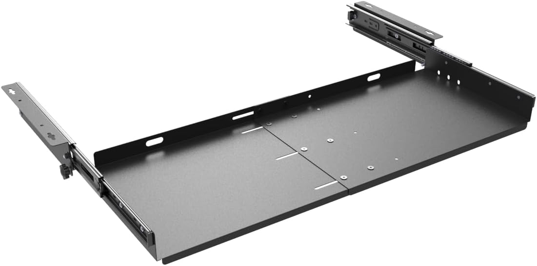 Sliding Keyboard Tray Under Desk, Pull-Out Keyboard and Mouse Tray, 27 x 9.8 inches Large Platform Slide-Out Computer Drawer for Typing, Metal, Black