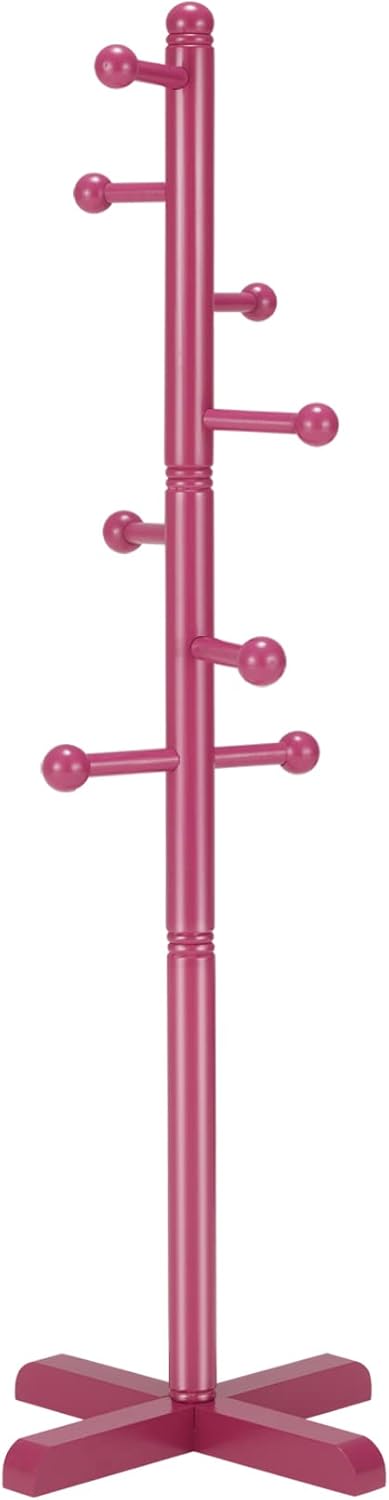 Kids Coat Rack, Freestanding Coat Racks with 8 Hooks 2 Adjustable Height, Tree Coat Rack for Bedroom, Hallway, Entrance, Office, Hats, Handbags,Purse (Dark-Rose) - Lumora Desk