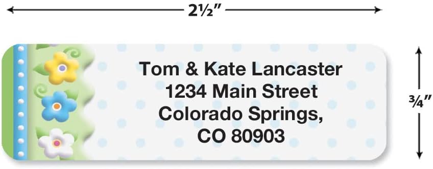 Colorful Images Frosting Flowers Rolled Personalized Return Address Mailing Labels with Dispenser, Customize with Name & Shipping Address, 500 ¾” x 2½” Self Adhesive, Easy Peel Label Roll - Lumora Desk