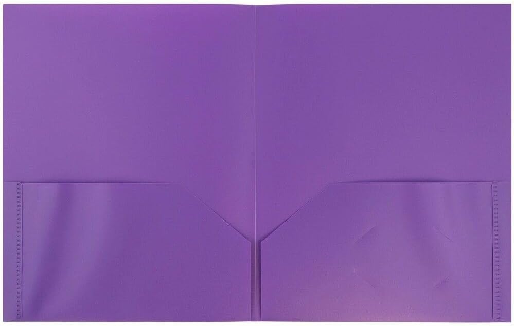 JAM PAPER Plastic 2 Pocket POP Folders - Durable School Folders - Assorted Fashion Colors - Bulk 144 Folders/Box (24 Assorted Packs of 6)