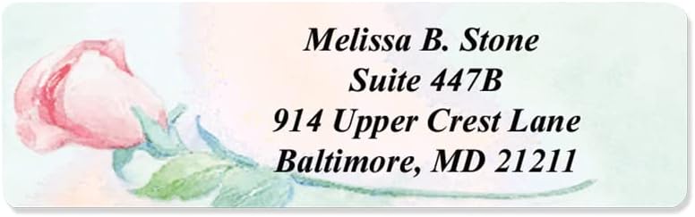Soft Rose Watercolor Designer Rolled Address Labels with Elegant Plastic Dispenser - Lumora Desk