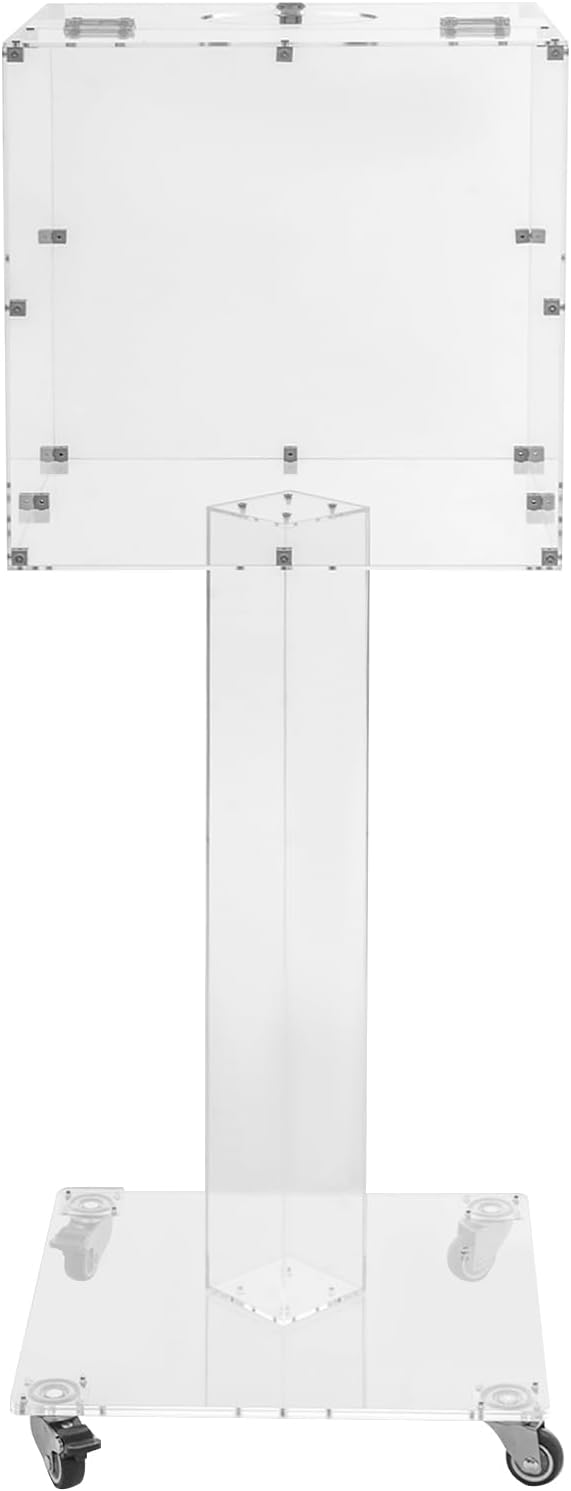 Acrylic Suggestion Box with Lock and Key for Office, Home, Event Donation with Stand for Charity Church Collection Offering/Raffle Ballot Box with Sign Holder Display Stand